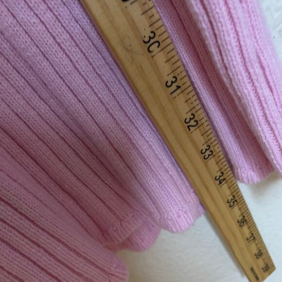 Legoe Heritage Maternity Pink Ribbed Bell Sleeve Mini Sweater Dress Sz 1 (US M) - Picture 8 of 8